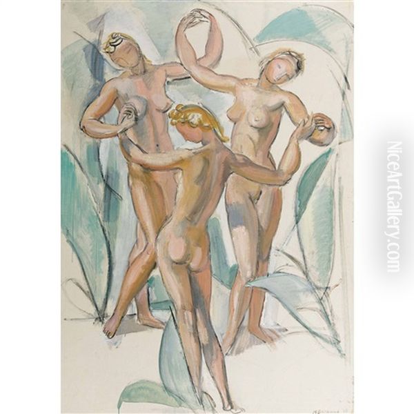 Les Trois Graces Oil Painting by Maurice Barraud