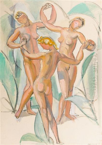 Les Trois Graces Oil Painting by Maurice Barraud