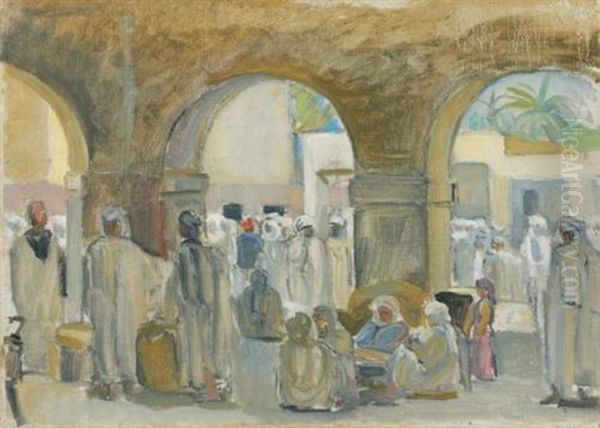 Marche Arabe (arabian Market) Oil Painting by Maurice Barraud