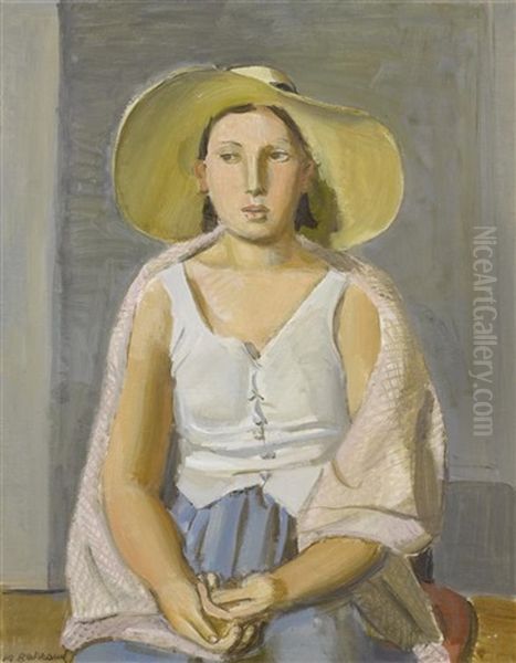 Sitzende Frau Mit Sonnenhut Oil Painting by Maurice Barraud