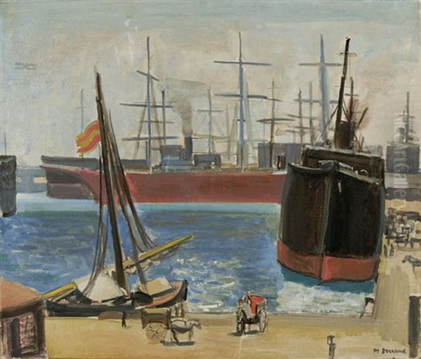 Le Port De Barcelone Oil Painting by Maurice Barraud