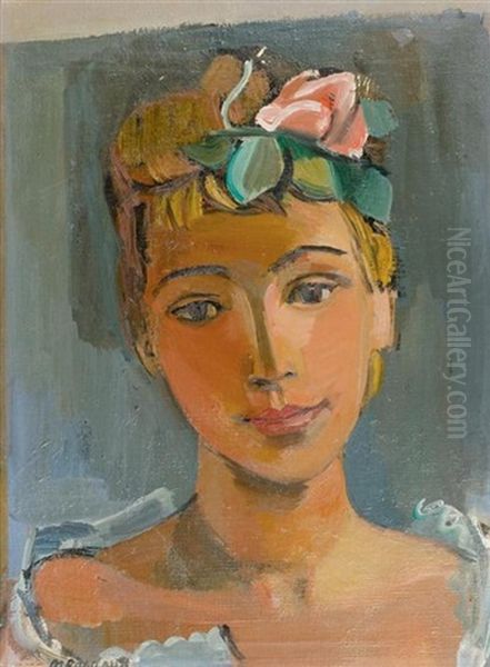 Bildnis Einer Jungen Frau Mit Blumen Im Haar Oil Painting by Maurice Barraud