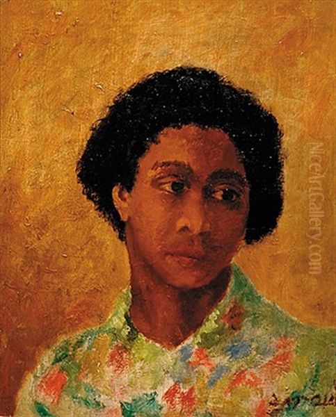 Portrait Of Black Woman Oil Painting by Maurice Barraud