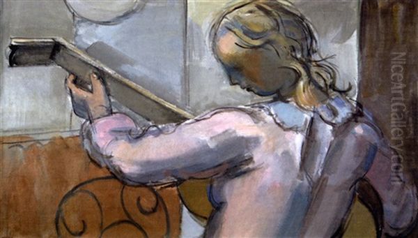 Femme A La Guitare Oil Painting by Maurice Barraud