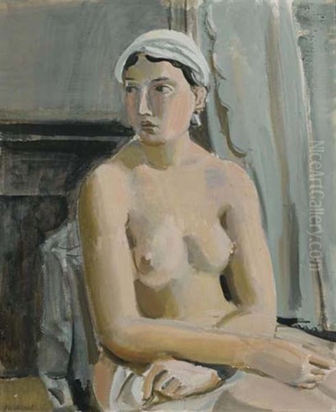 Jeune Fille Nue Assise Au Foulard Oil Painting by Maurice Barraud