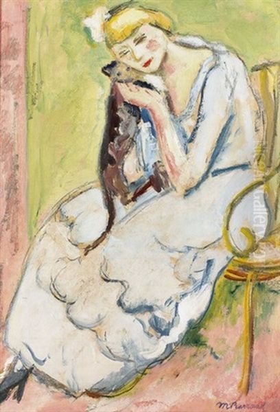 La Femme Au Chat Oil Painting by Maurice Barraud