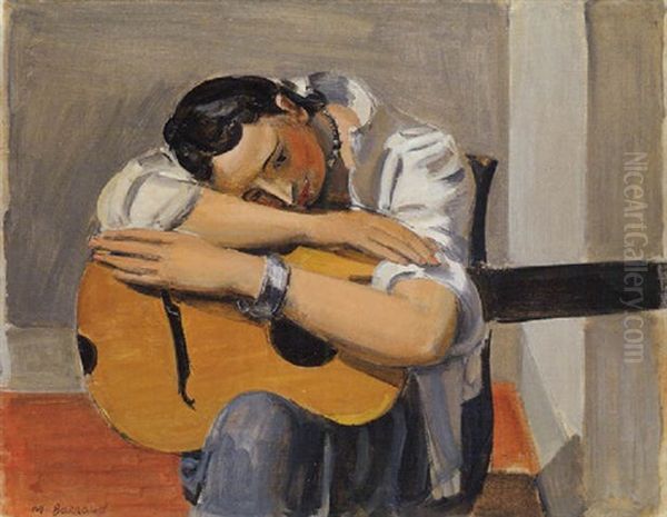 Femme A La Guitare Oil Painting by Maurice Barraud