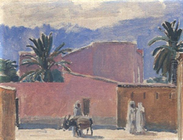 Rote Hauser In Biskra Oil Painting by Maurice Barraud