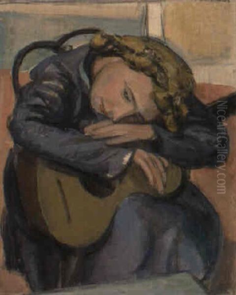 La Guitariste Oil Painting by Maurice Barraud