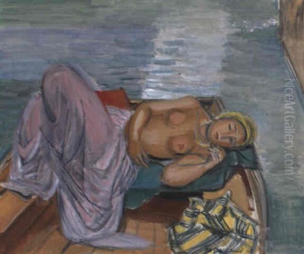 Odalisque En Bateau Oil Painting by Maurice Barraud