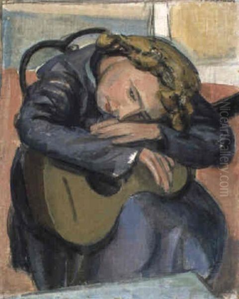 La Guitariste Oil Painting by Maurice Barraud