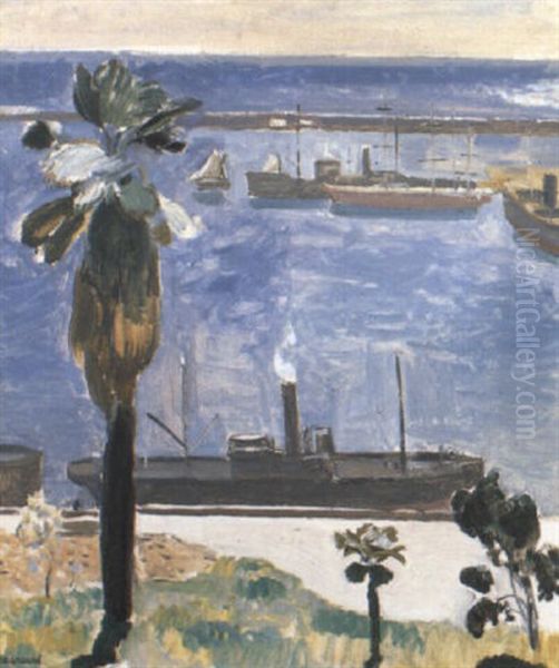 Port De Barcelone Oil Painting by Maurice Barraud