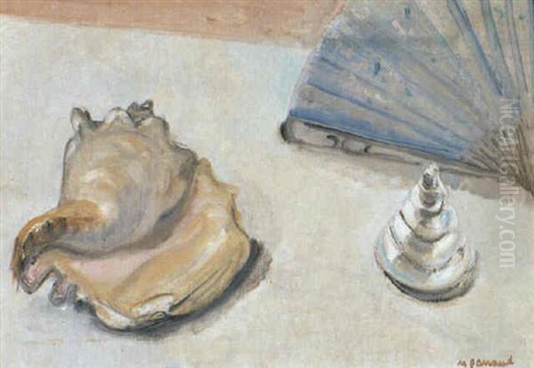 Stilleben Mit Muscheln Und Facher Oil Painting by Maurice Barraud