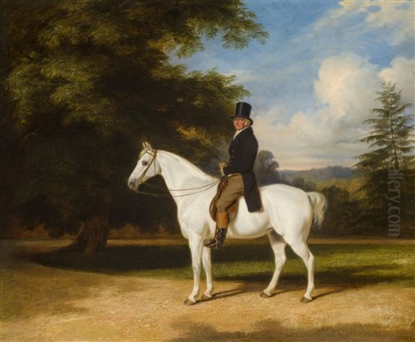 A Country Squire On His Grey Hunter Oil Painting by William Barraud