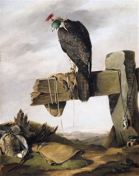 Jagdfalke. Daneben Eine Erlegte Schnepfe Oil Painting by William Barraud