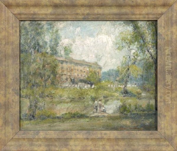 New England Mill Oil Painting by Albert Jean Adolphe