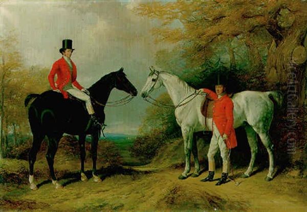 Portrait Of Samuel Richard Block, Of Greenhill, Barnet, Later High Sheriff Of Hertfordshire, And His Third Son, Adam Henry Block Oil Painting by William Barraud