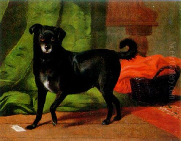 A Faithful Friend, A Manchester Terrier Oil Painting by William Barraud