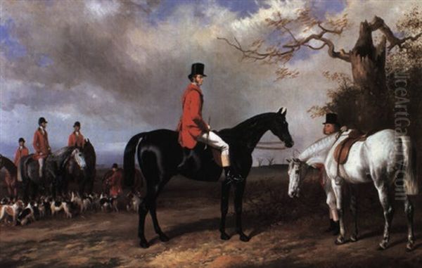 The Earl Granville, Master Of The Royal Buck-hounds And Others At A Meet Oil Painting by William Barraud