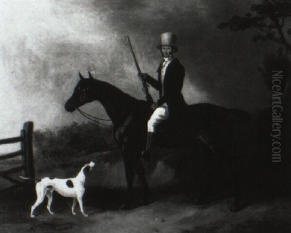 Gentleman With His Hunter And Pointer Oil Painting by William Barraud