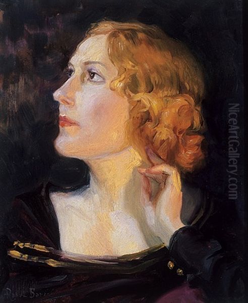 Portrait Of A Lady Oil Painting by Vital Achille Raoul Barre