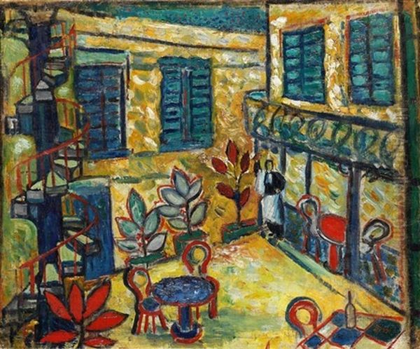 Restaurant Am Hof Oil Painting by Erme Barrera-Bossi