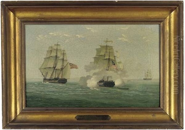 Battle Between The U.s.s. Constitution And The Guerriere Oil Painting by Joseph F.W. Des Barres