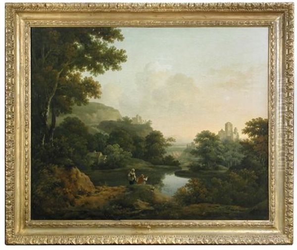 A Capriccio View Of Tivoli Oil Painting by George Barret