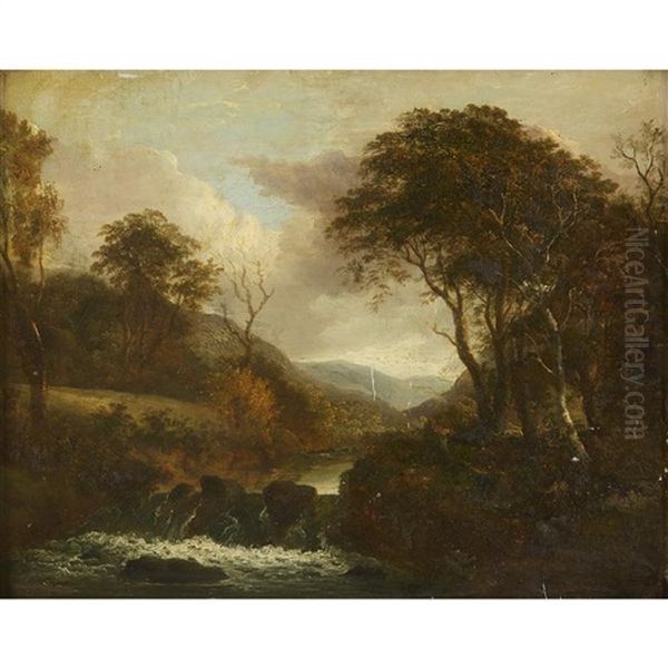 Autumn Landscape With Stream Oil Painting by George Barret