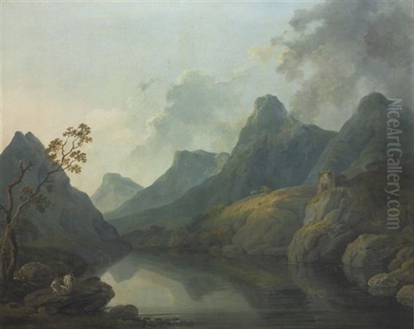 A View Of Llanberis Oil Painting by George Barret