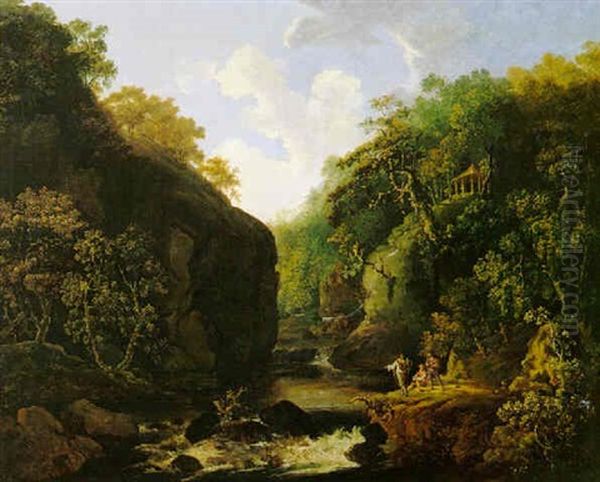 A View Of The River Dargle, County Wicklow Oil Painting by George Barret