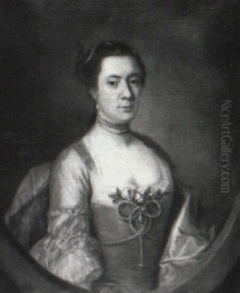 Portrait Of A Lady (madame L'estrange?) Oil Painting by Jeremiah Barrett