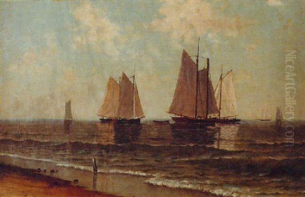 New England Coastal Scene Oil Painting by William Sterna Barrett