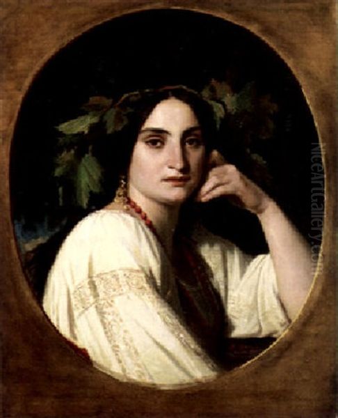 A Penetrating Glance Oil Painting by Felix Joseph Barrias