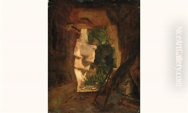 La Herse Dans La Grotte Oil Painting by Prosper Francois Irenee Barrigues de Fontainieu