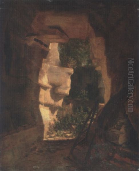 La Herse Dans La Grotte Oil Painting by Prosper Francois Irenee Barrigues de Fontainieu