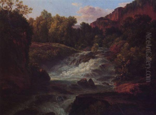 Vallon Traverse Par Un Torrent Oil Painting by Prosper Francois Irenee Barrigues de Fontainieu