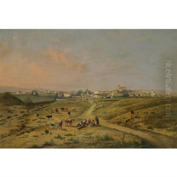 Paisaje Andaluz - Andalusian Landscape Oil Painting by Manuel Barron y Carrillo