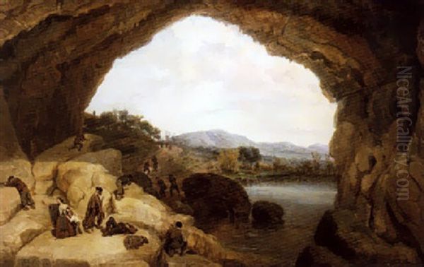 Vista De La Cueva Llamada Del Gato Oil Painting by Manuel Barron y Carrillo