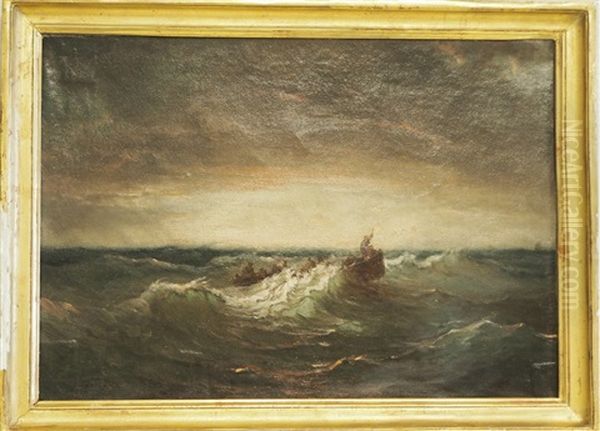 Barque De Naufrages Oil Painting by Francois (Pierre Bernard) Barry