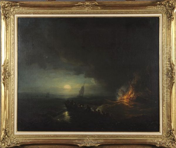 Le Naufrage Nocturne Oil Painting by Francois (Pierre Bernard) Barry