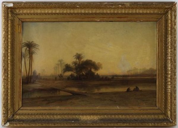 Oasis Dans Le Desert Oil Painting by Francois (Pierre Bernard) Barry