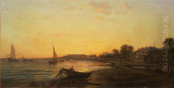 Retour De Peche Oil Painting by Francois (Pierre Bernard) Barry