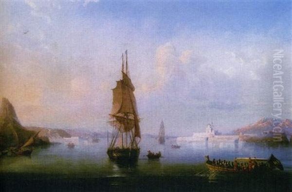 Soleil Levant A Assouan (l'ile Elephantine) Oil Painting by Francois (Pierre Bernard) Barry