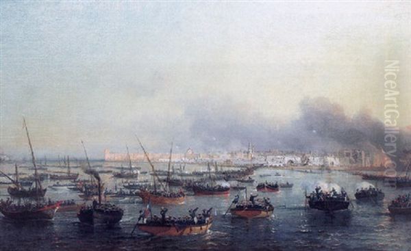 Prise De La Ville De Sfax, En Tunisie, Le 16 Juillet 1881 Oil Painting by Francois (Pierre Bernard) Barry