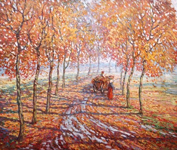 Cesta Podzimni Aleji Oil Painting by Josef Barta