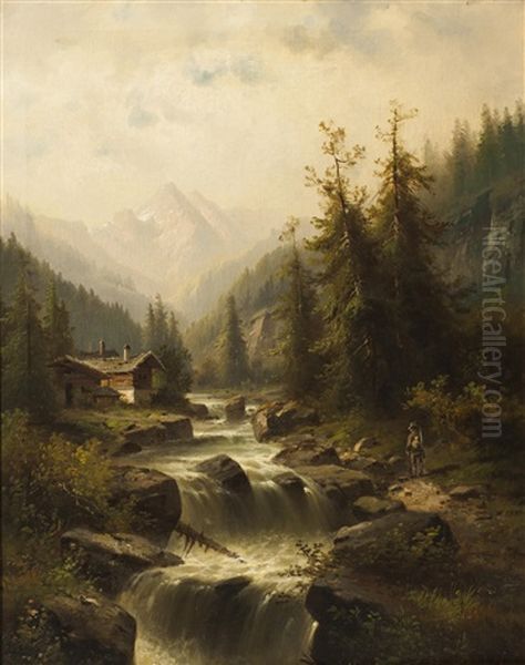 Alpenlandschaft Oil Painting by Ludvik Bartak