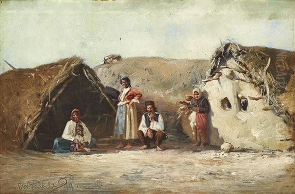 Familj I Bukarest Oil Painting by Carl Olof Bartels