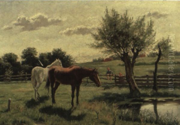 Die Pferdeweide Oil Painting by Carl Olof Bartels