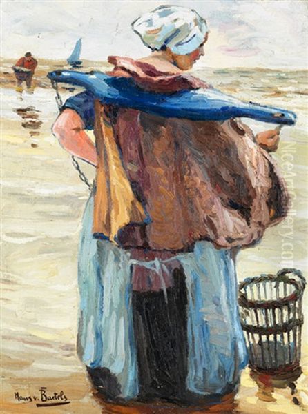 Die Krabbenfischerin Oil Painting by Hans Von Bartels